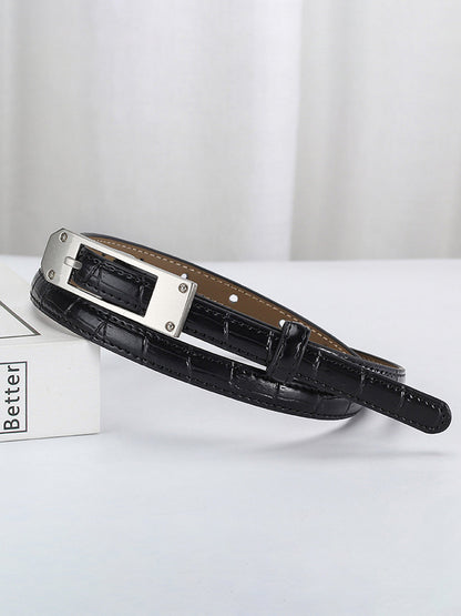 Women's Fashionable Alligator Leather Thin Belt MDA0196H6Y