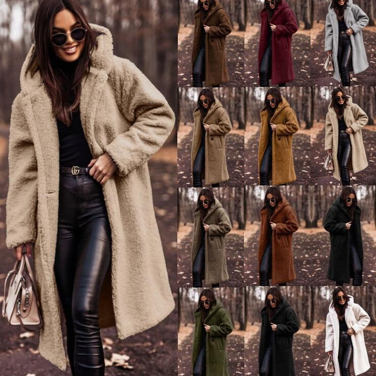 Copy of Fashion Long Wool Coat for WomenSolid Color Long Sleeve,Autumn/Winter Style