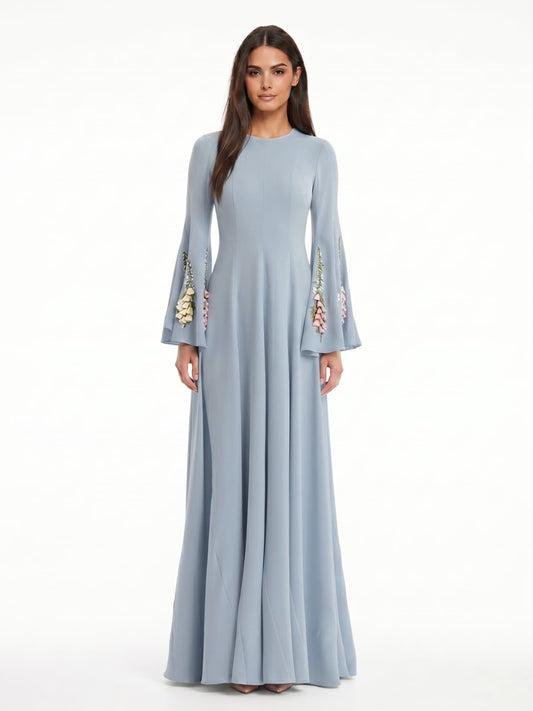Vestra Flared Sleeve Flower Maxi Dress